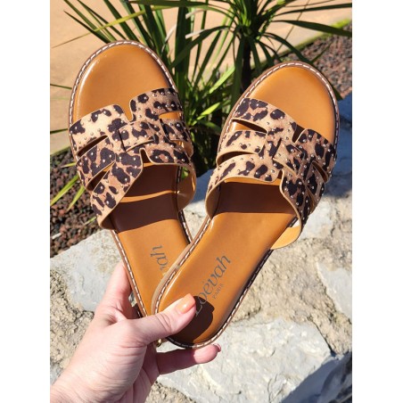 Mules femme daim Gina léopard