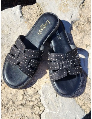 Mules femme daim Gina noires