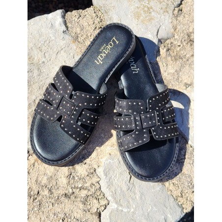 Mules femme daim Gina noires