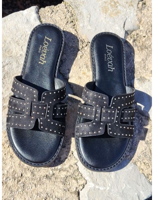 Mules femme daim Gina noires