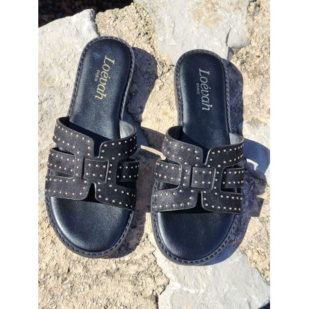 Mules femme daim Gina noires