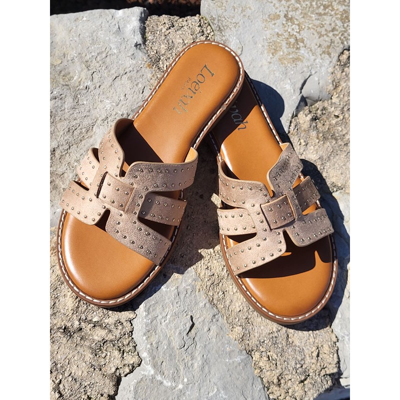 Mules femme daim Gina beiges