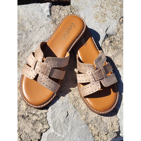 Mules femme daim Gina beiges
