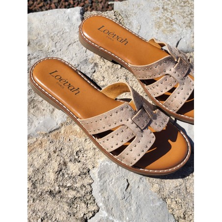 Mules femme daim Gina beiges