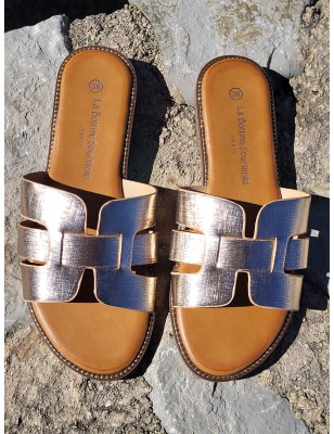 Mules femme Melodie rose gold