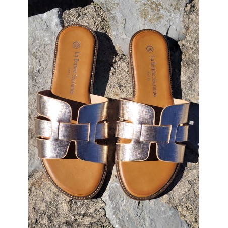 Mules femme Melodie rose gold