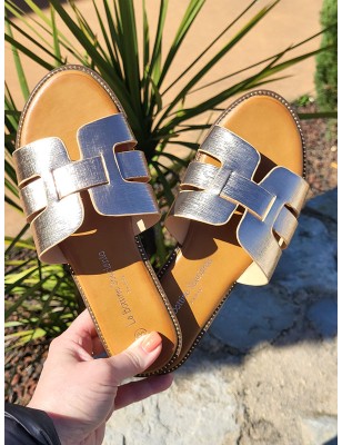 Mules femme Melodie rose gold