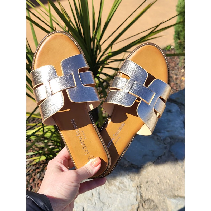 Mules femme Melodie rose gold