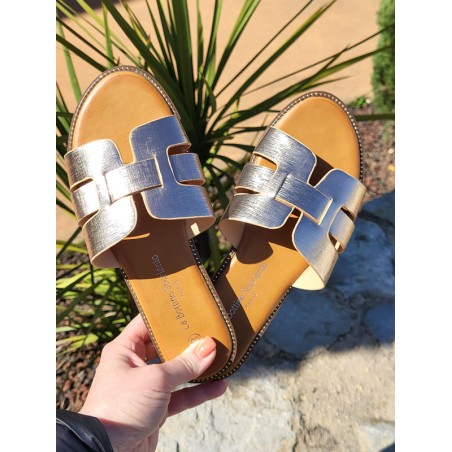 Mules femme Melodie rose gold