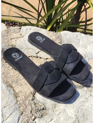 Mules femme daim Thea noires