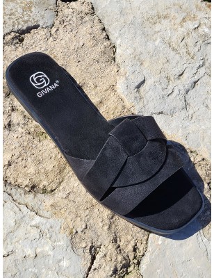 Mules femme daim Thea noires