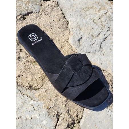 Mules femme daim Thea noires