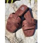 Mules femme daim Thea marron
