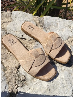 Mules femme daim Thea beiges