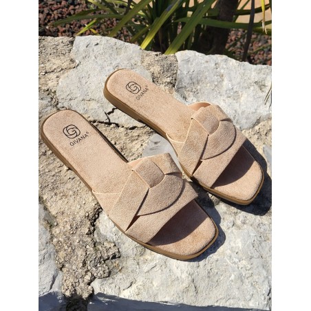 Mules femme daim Thea beiges