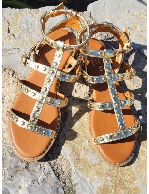 Sandales femme clou Elora dorées