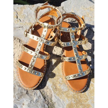 Sandales femme clou Elora dorées
