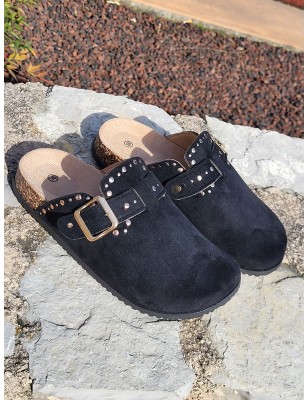 Sabots femme daim Moyana noirs