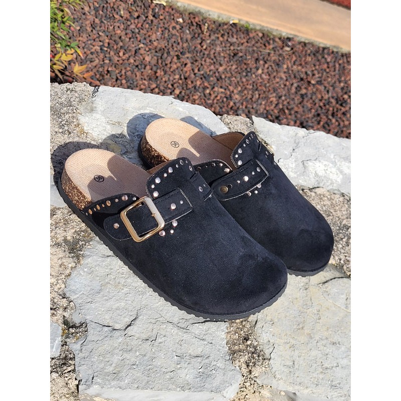 Sabots femme daim Moyana noirs