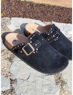 Sabots femme daim Moyana noirs