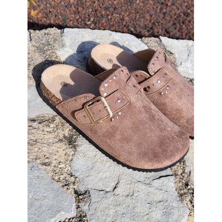 Sabots femme daim Moyana marron