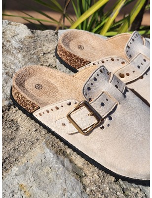 Sabots femme daim Moyana beiges