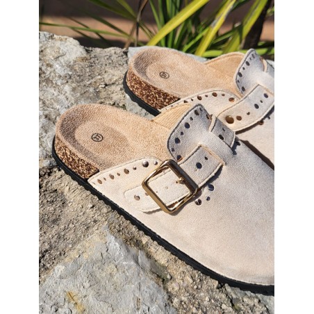 Sabots femme daim Moyana beiges