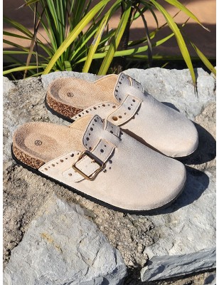 Sabots femme daim Moyana beiges