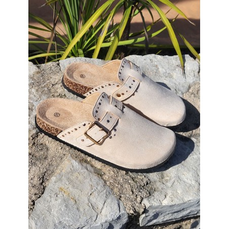 Sabots femme daim Moyana beiges