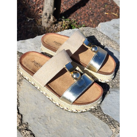 Mules femme à plateforme Cathy dorées