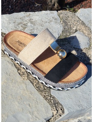 Mules femme à plateforme Cathy noires