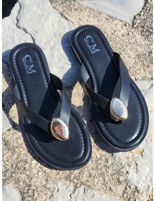 Tongs femme Majesta noires