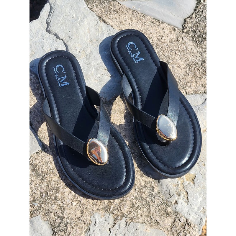 Tongs femme Majesta noires