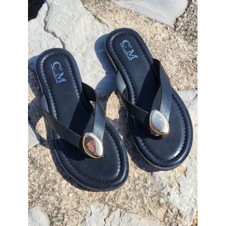 Tongs femme Majesta noires