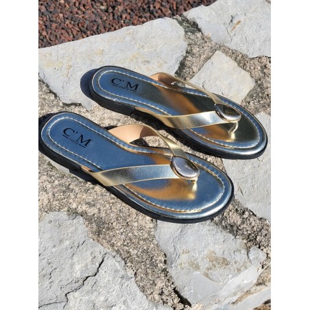 Tongs femme Majesta dorées