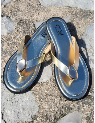 Tongs femme Majesta dorées