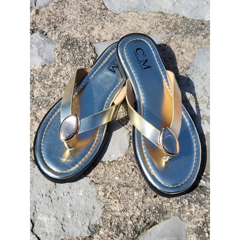 Tongs femme Majesta dorées