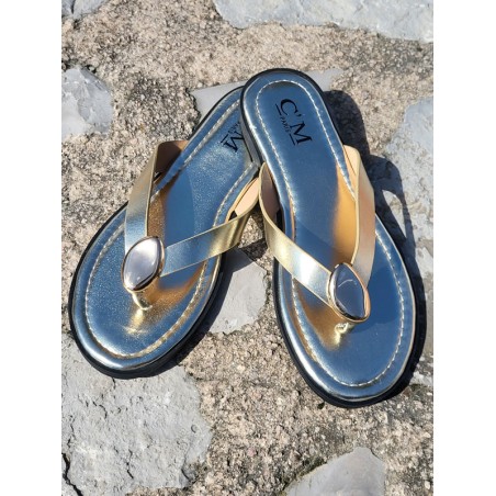 Tongs femme Majesta dorées