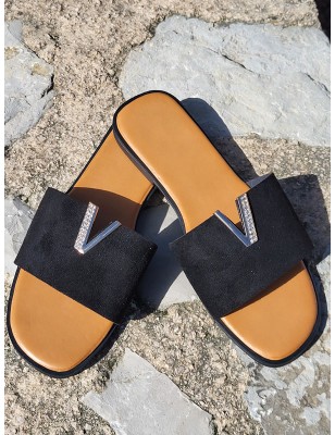 Mules femme suédine Vera noires