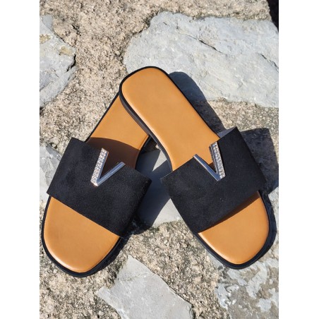 Mules femme suédine Vera noires