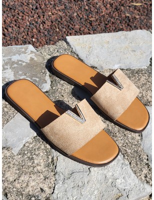 Mules femme suédine Vera taupe