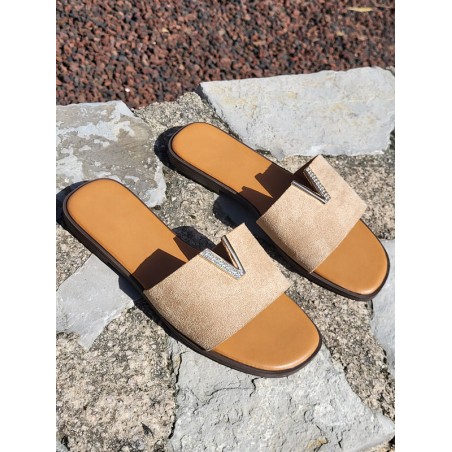 Mules femme suédine Vera taupe