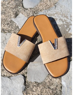 Mules femme suédine Vera taupe
