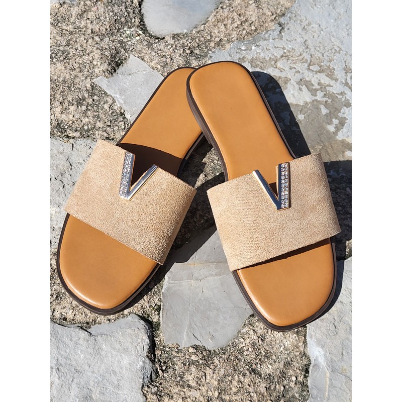Mules femme suédine Vera taupe