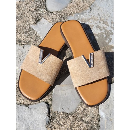 Mules femme suédine Vera taupe