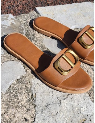 Mules femme Ania camel