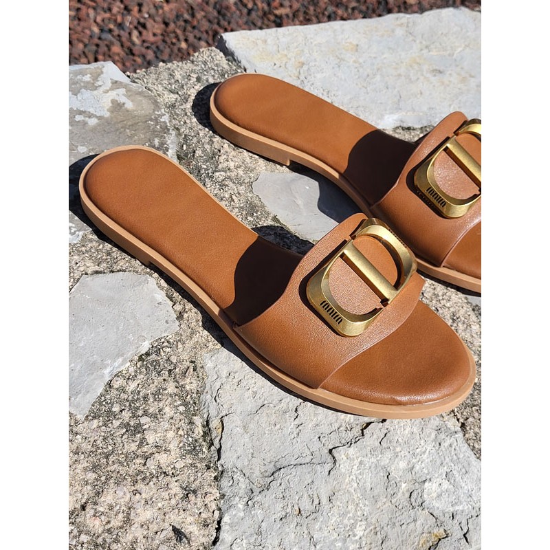 Mules femme Ania camel