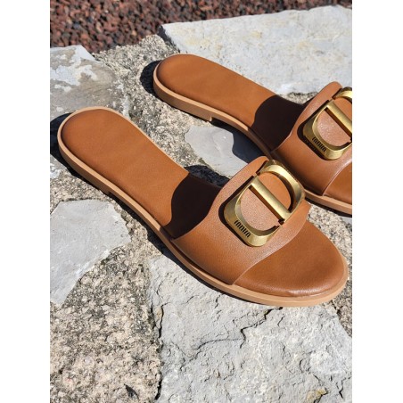 Mules femme Ania camel