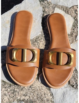 Mules femme Ania camel