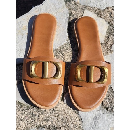 Mules femme Ania camel